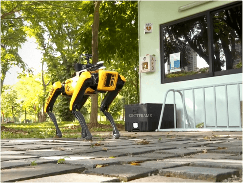 Robot Dog Patrols Singapore Parks to Encourage Social Distancing
