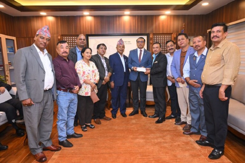 Federation of Nepal Gold and Silver Dealers Association Contributes 11.11 Million Rupees to Prime Minister Disaster Relief Fund