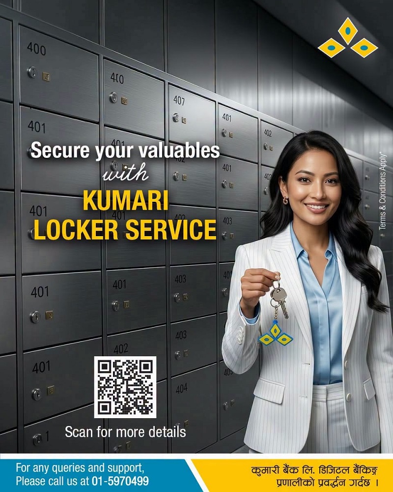 Kumari Bank Safe Deposit Lockers Available Across Valley and Outside Branches