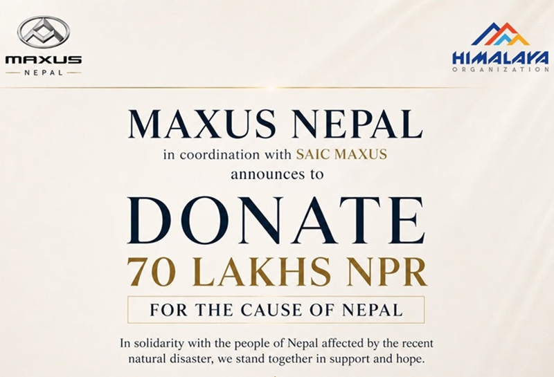 SAIC MAXUS Nepal Announces NPR 70 Lakhs Support For Disaster Recovery