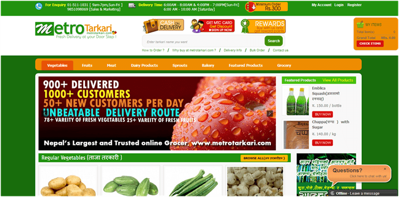 Metrotarkari is an online grocery shop