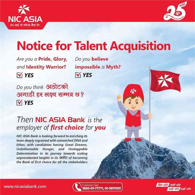 NIC Asia Bank Job vacancy in Nepal