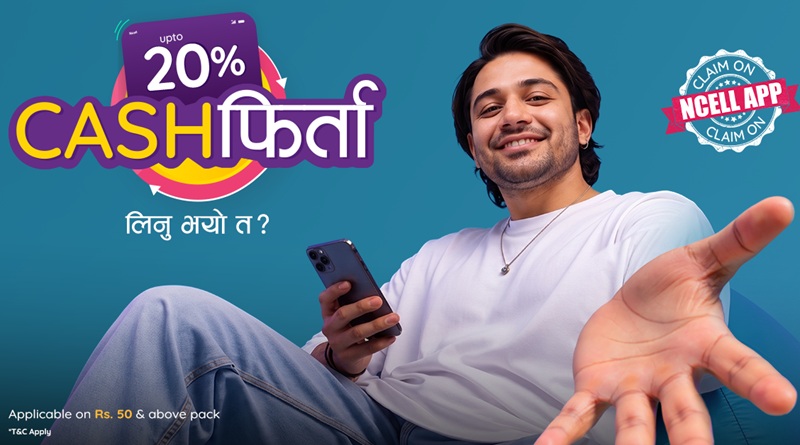 Ncell Unveils Refreshing Monsoon Offer: Purchase pack or sim card, earn up to 20% cashback