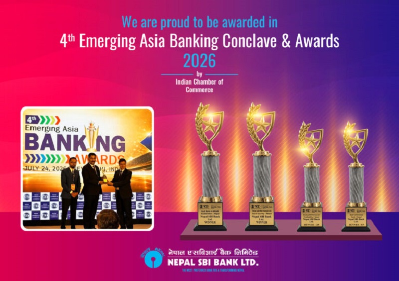 Nepal SBI Bank Honored With Four International Awards At Emerging Asia Banking Awards