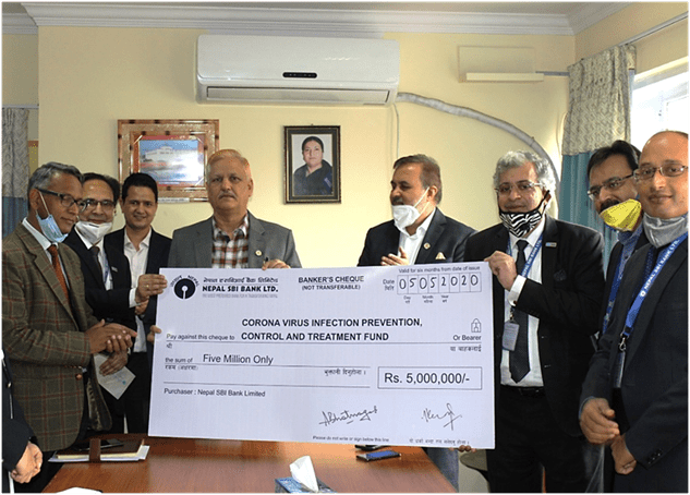 SBI Bank Of Nepal Provides Financial Support to Control COVID-19