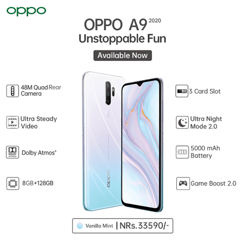 OPPO A9 2020 Vanilla Mint New color scheme for Affordable 8GB Smartphone