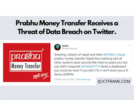 Prabhu Money Transfer Receives A Threat Of Data Breach On Twitter