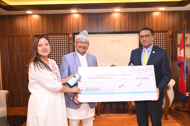 Shangrila Development Bank Donates NPR 7 Million to Prime Minister Natural Disaster Rescue Fund