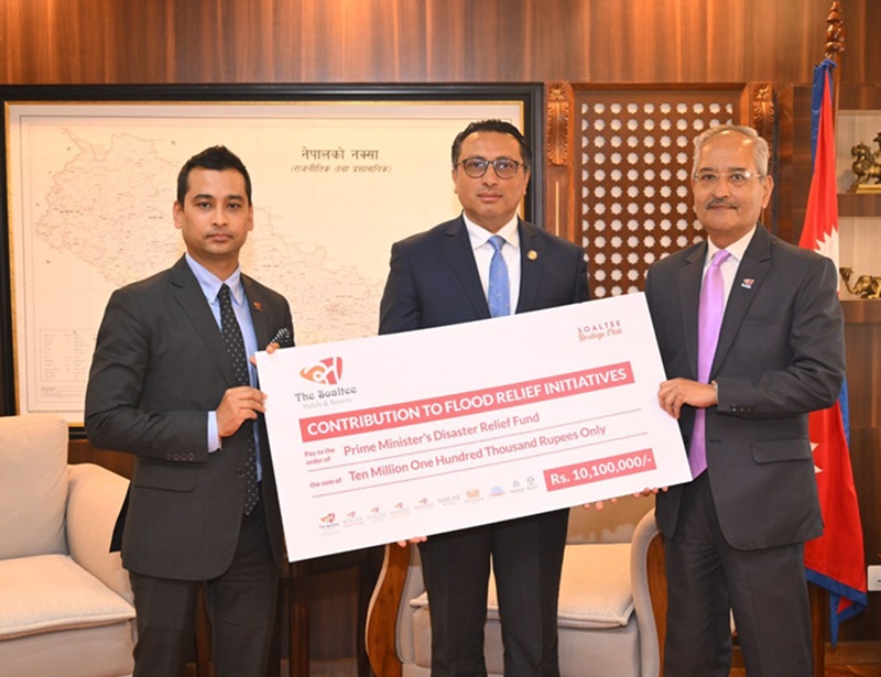 The Soaltee Hotels & Resorts Donates NPR 10.1 Million to PM’s Disaster Relief Fund for Nepal Flood Victims