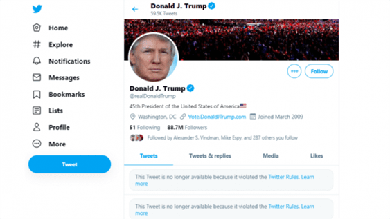 Trump blocked by Twitter