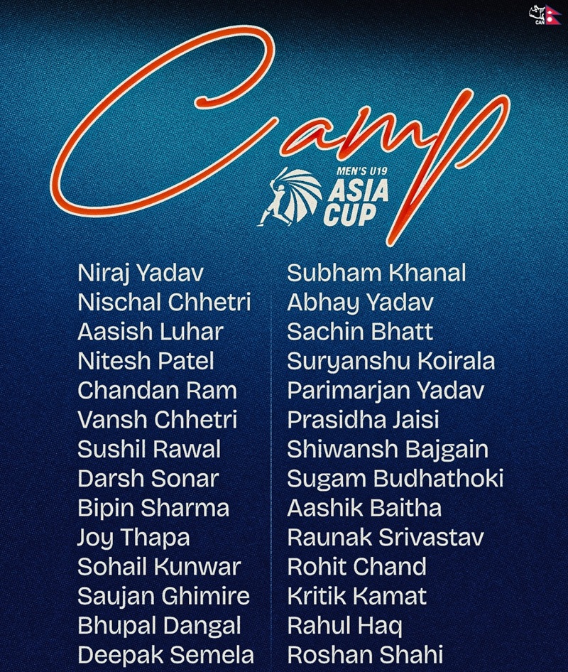 U-19 Asia Cup: CAN Unveils Squad as Closed Camp Begins in Pokhara