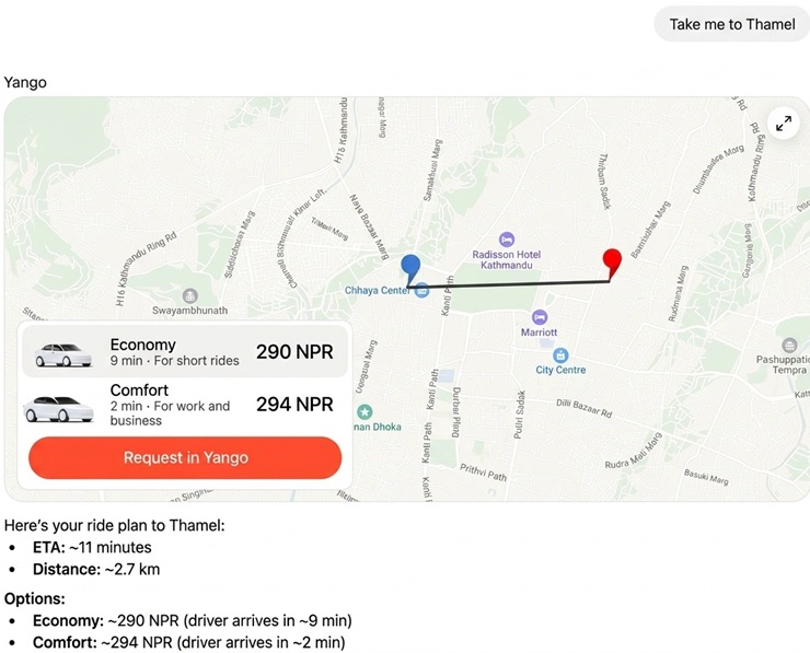 Yango Ride ChatGPT Integrate