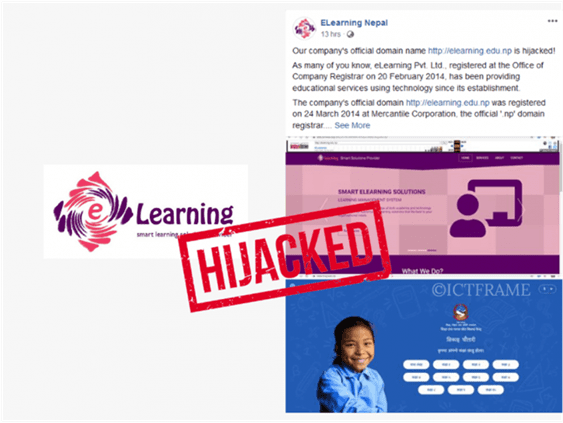 eLearning Official Domain Name Hijacked